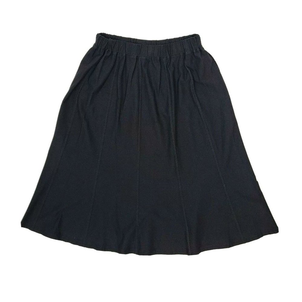 EILEEN FISHER Solid Black A Line Skirt Size L